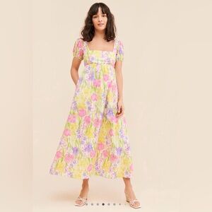Show Me Your Mumu Smitten Floral Midi Dress MSRP $228